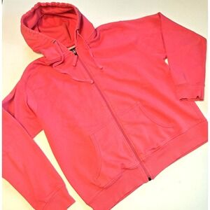 Coral Pink Full Zip‎ Womens Hoodie With Pockets Size Large